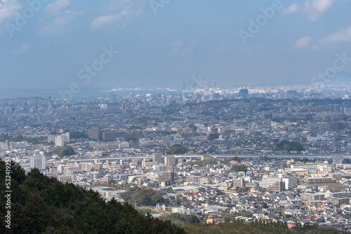 Fototapeta Naklejka Na Ścianę i Meble -  View of Fukuoka city from hill.