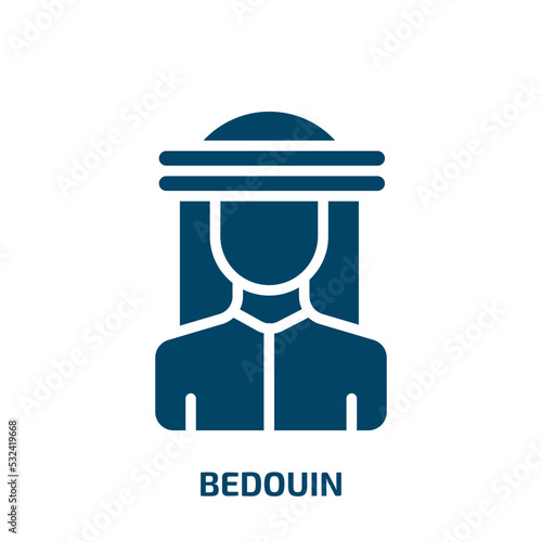 bedouin icon from people collection. Filled bedouin, arabian, arab glyph icons isolated on white background. Black vector bedouin sign, symbol for web design and mobile apps