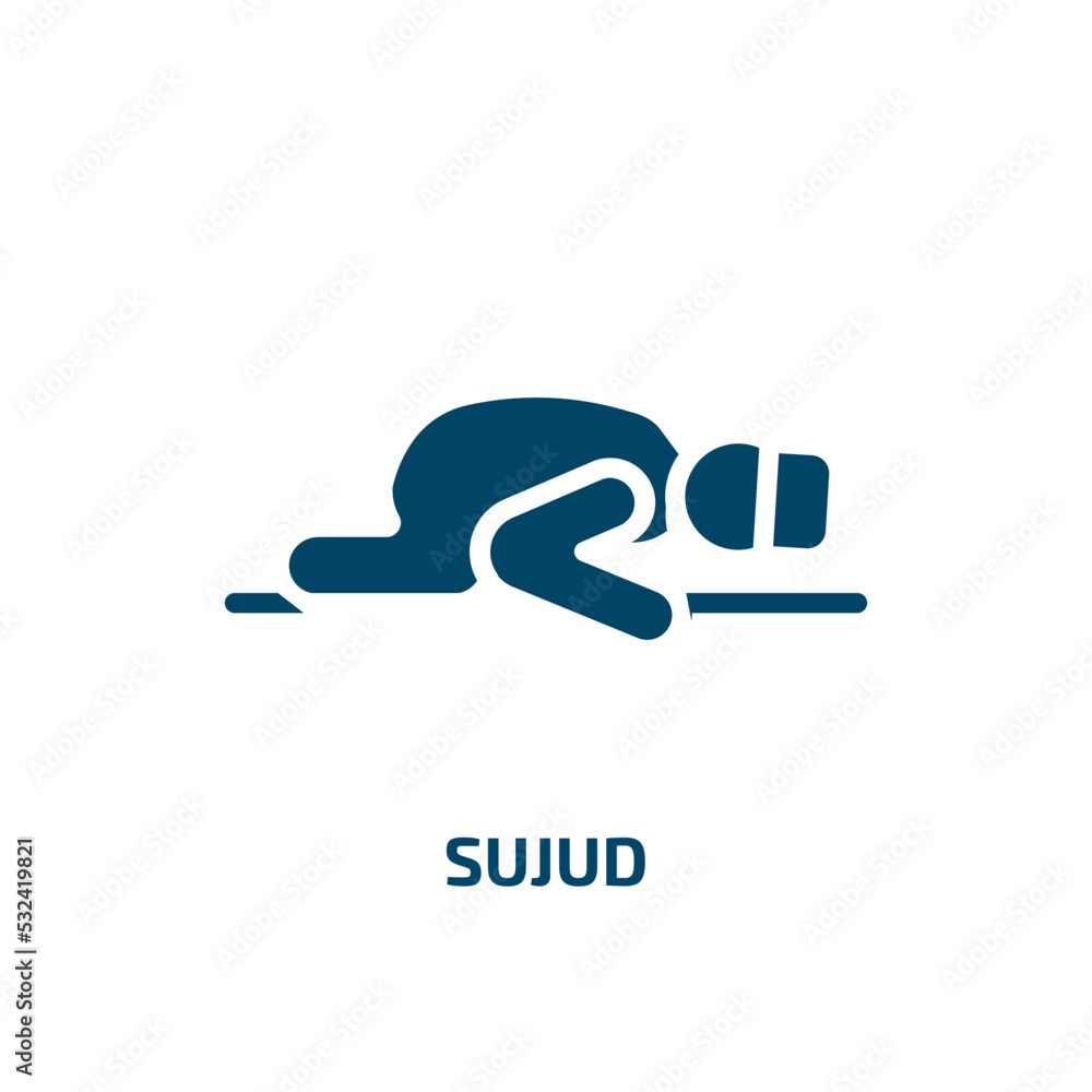 sujud icon from people collection. Filled sujud, muslim, islam glyph icons isolated on white background. Black vector sujud sign, symbol for web design and mobile apps sujud icon from people collection. Filled sujud, muslim, islam glyph icons isolated on white background. Black vector sujud sign, symbol for web design and mobile apps
