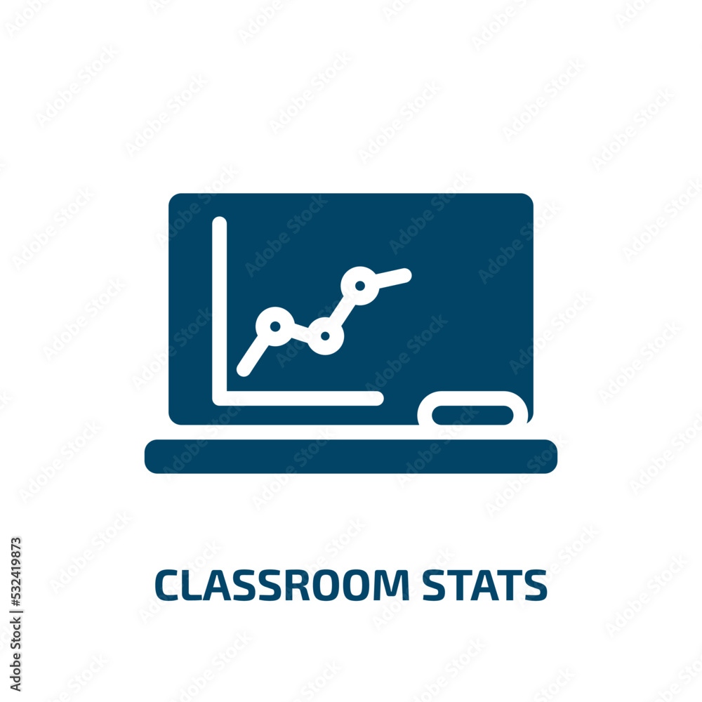 classroom stats icon from people collection. Filled classroom stats, training, stats glyph icons isolated on white background. Black vector classroom stats sign, symbol for web design and mobile apps classroom stats icon from people collection. Filled classroom stats, training, stats glyph icons isolated on white background. Black vector classroom stats sign, symbol for web design and mobile apps