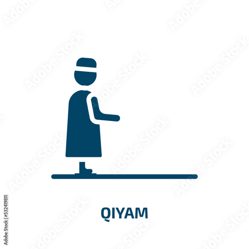 qiyam icon from people collection. Filled qiyam, islamic, eid glyph icons isolated on white background. Black vector qiyam sign, symbol for web design and mobile apps