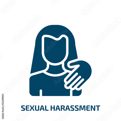 sexual harassment icon from people collection. Filled sexual harassment, harassment, man glyph icons isolated on white background. Black vector sexual harassment sign, symbol for web design and mobile