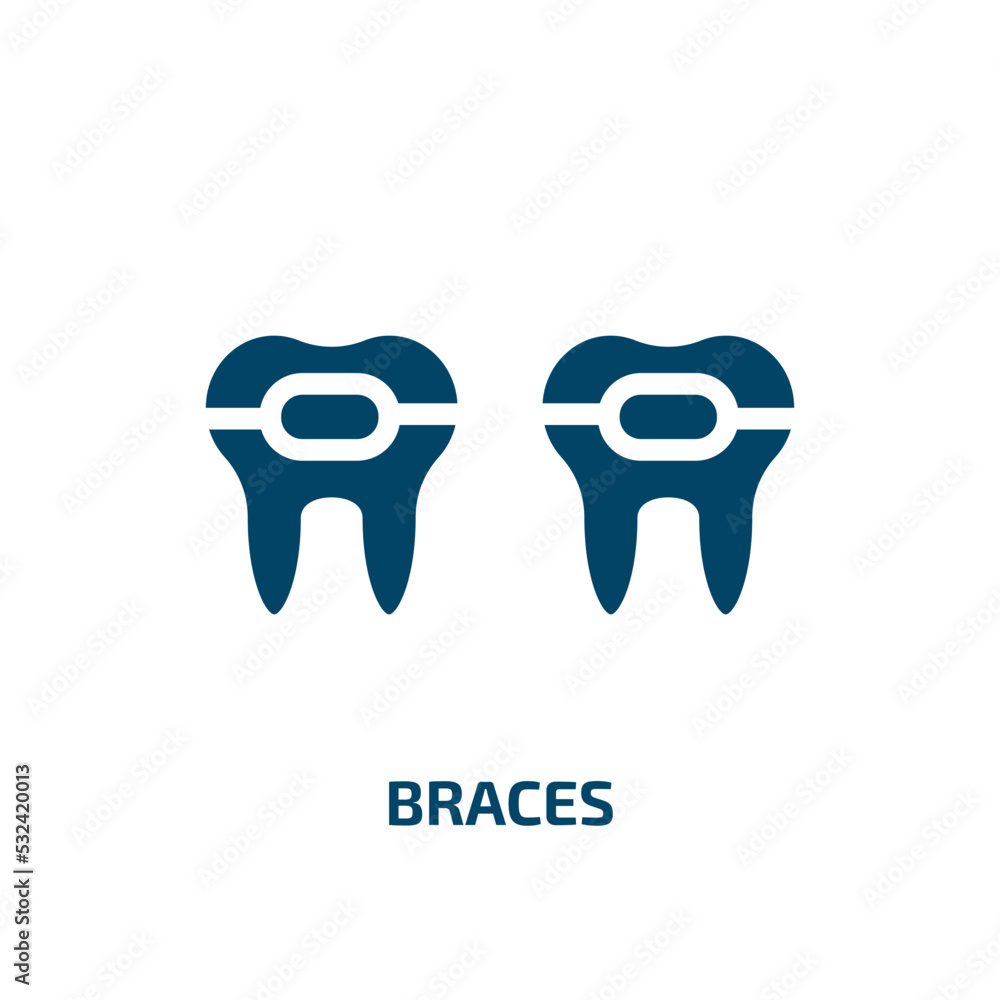 braces icon from medical collection. Filled braces, toothbrush, implant glyph icons isolated on white background. Black vector braces sign, symbol for web design and mobile apps braces icon from medical collection. Filled braces, toothbrush, implant glyph icons isolated on white background. Black vector braces sign, symbol for web design and mobile apps