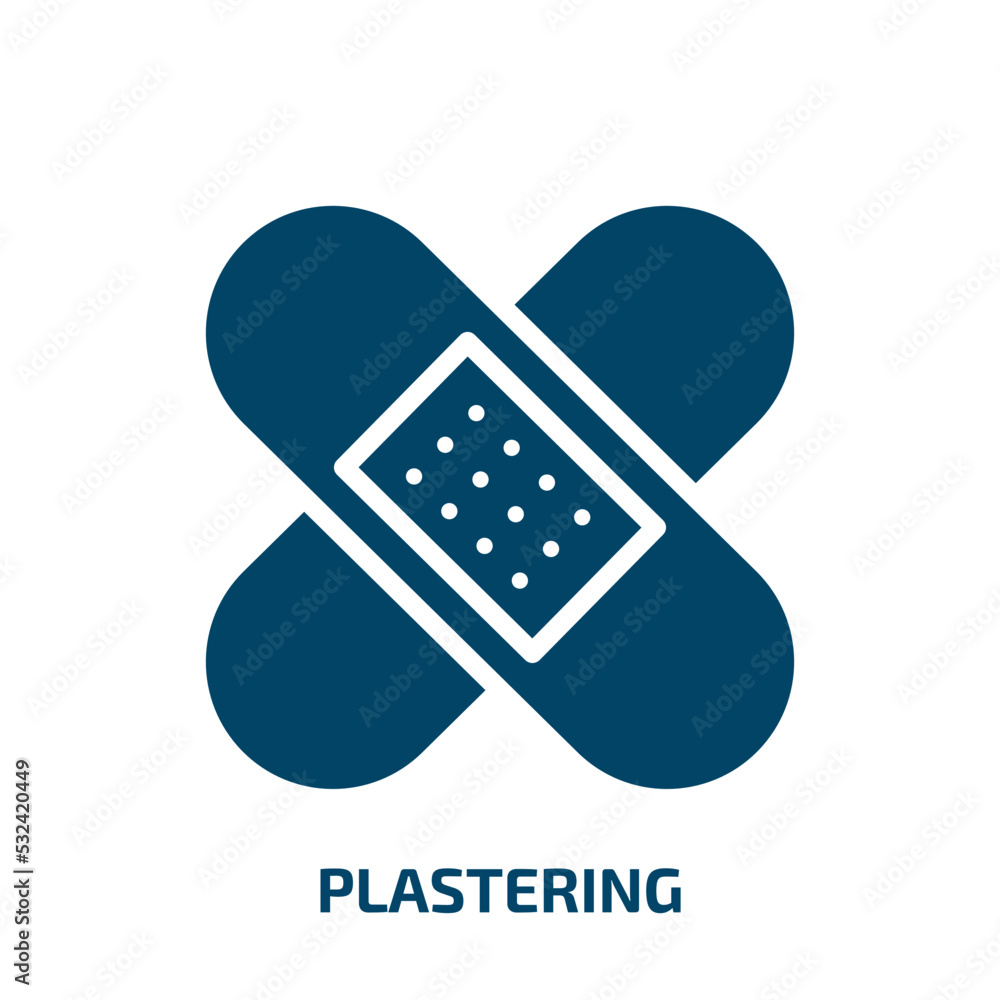 plastering icon from medical collection. Filled plastering, plaster, repair glyph icons isolated on white background. Black vector plastering sign, symbol for web design and mobile apps plastering icon from medical collection. Filled plastering, plaster, repair glyph icons isolated on white background. Black vector plastering sign, symbol for web design and mobile apps