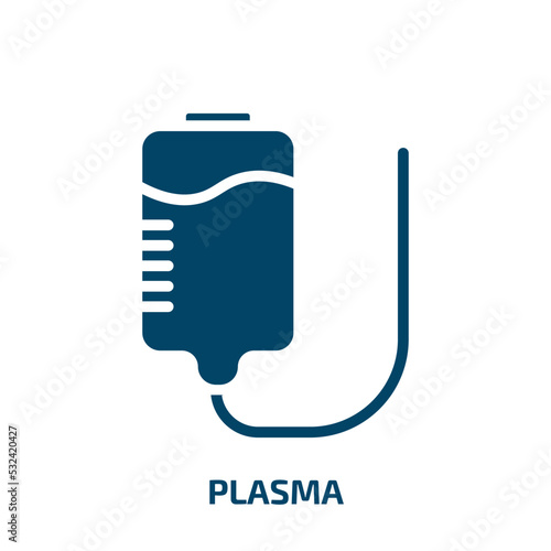 plasma icon from medical collection. Filled plasma, blood, digital glyph icons isolated on white background. Black vector plasma sign, symbol for web design and mobile apps