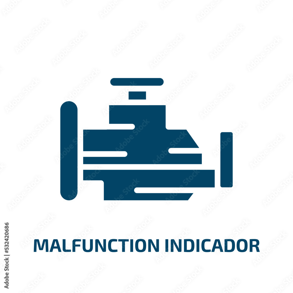 malfunction indicador icon from shapes collection. Filled malfunction indicador, motor, crystal glyph icons isolated on white background. Black vector malfunction indicador sign, symbol for web design malfunction indicador icon from shapes collection. Filled malfunction indicador, motor, crystal glyph icons isolated on white background. Black vector malfunction indicador sign, symbol for web design