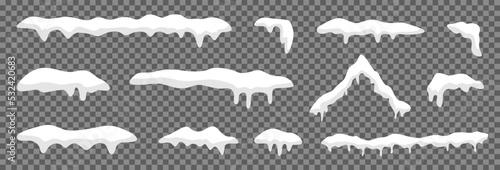 Snow caps, snowballs and snowdrifts set template