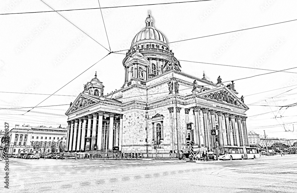 Famous St. Isaac Cathedral on a summer day. St. Petersburg
