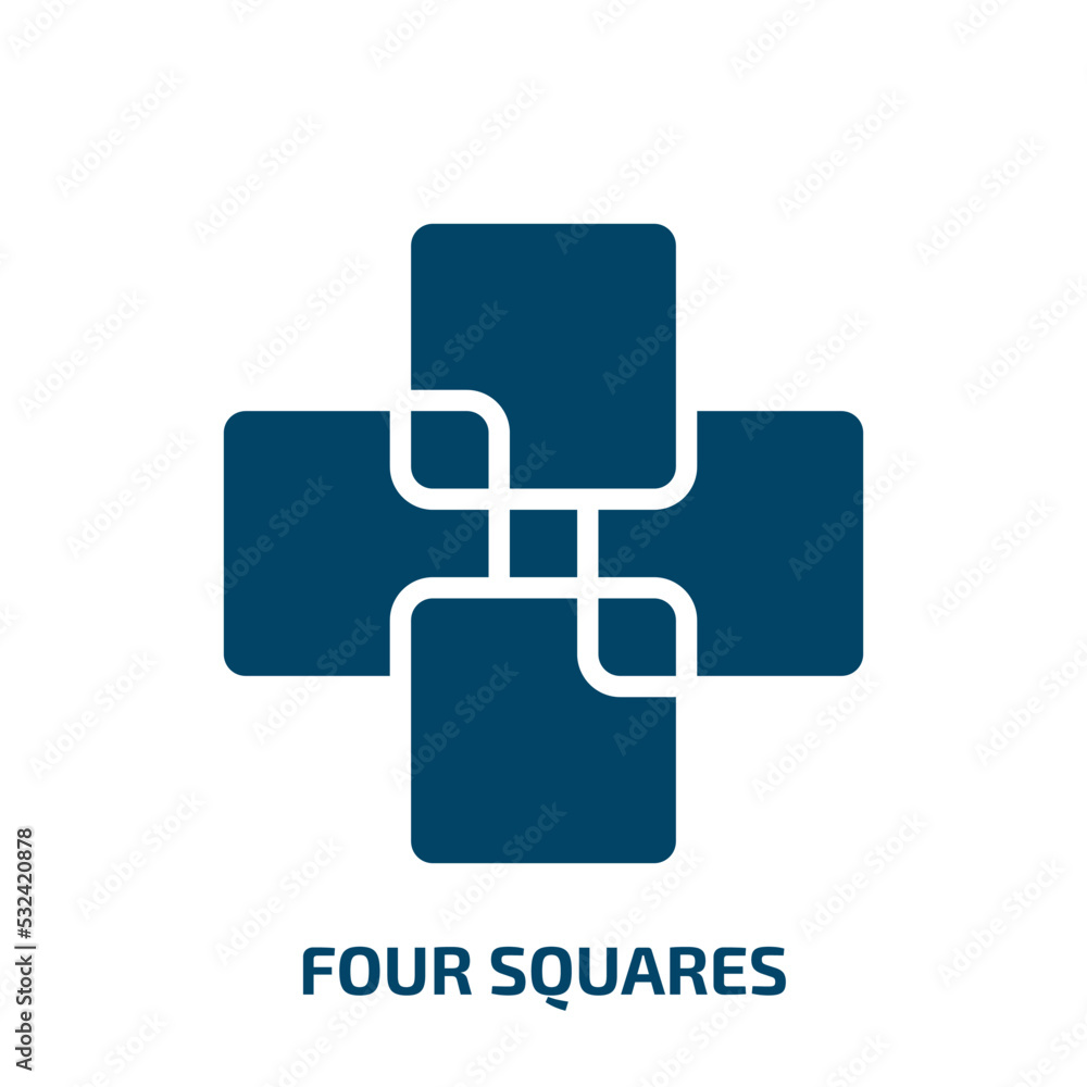 four squares icon from shapes collection. Filled four squares, square, template glyph icons isolated on white background. Black vector four squares sign, symbol for web design and mobile apps four squares icon from shapes collection. Filled four squares, square, template glyph icons isolated on white background. Black vector four squares sign, symbol for web design and mobile apps