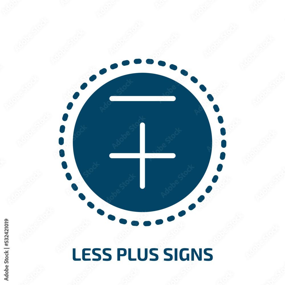 less plus signs icon from signs collection. Filled less plus signs, less, plus glyph icons isolated on white background. Black vector less plus signs sign, symbol for web design and mobile apps less plus signs icon from signs collection. Filled less plus signs, less, plus glyph icons isolated on white background. Black vector less plus signs sign, symbol for web design and mobile apps