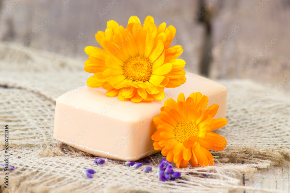Natural handmade soap with calendula (pot marigold) Natural handmade soap with calendula (pot marigold)