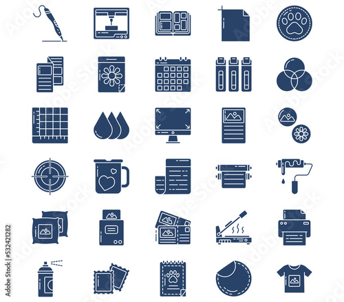 Print and printing equipment icon set