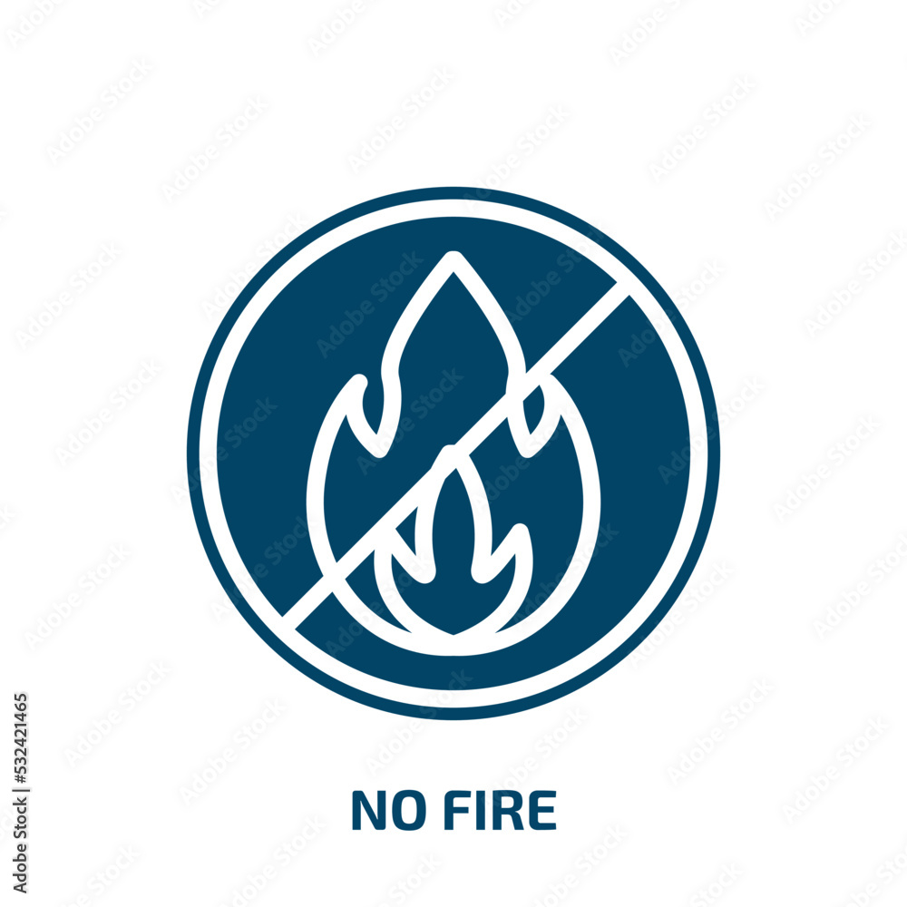 no fire icon from signs collection. Filled no fire, danger, safety glyph icons isolated on white background. Black vector no fire sign, symbol for web design and mobile apps no fire icon from signs collection. Filled no fire, danger, safety glyph icons isolated on white background. Black vector no fire sign, symbol for web design and mobile apps