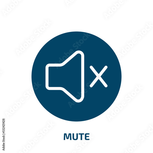 mute icon from signs collection. Filled mute, sound, media glyph icons isolated on white background. Black vector mute sign, symbol for web design and mobile apps