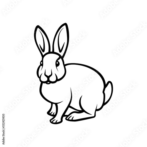 Vector linear sitting rabbit shape. Bunny line art illustration for Easter and Chinese New Year poster. © leographics
