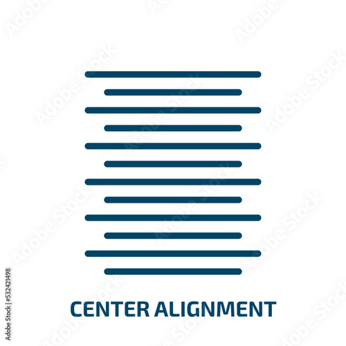 center alignment icon from geometric figure collection. Filled center alignment, align, text glyph icons isolated on white background. Black vector center alignment sign, symbol for web design and