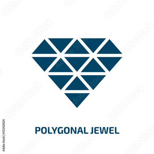 polygonal jewel icon from geometry collection. Filled polygonal jewel, jewel, diamond glyph icons isolated on white background. Black vector polygonal jewel sign, symbol for web design and mobile apps