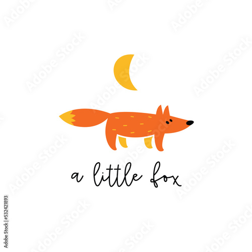 Cute little fox character logo illustration