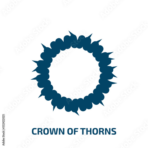 crown of thorns icon from religion collection. Filled crown of thorns, crown, church glyph icons isolated on white background. Black vector crown of thorns sign, symbol for web design and mobile apps