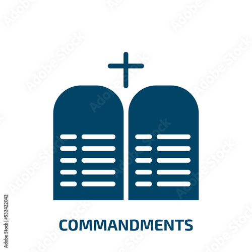 commandments icon from religion collection. Filled commandments, command, person glyph icons isolated on white background. Black vector commandments sign, symbol for web design and mobile apps