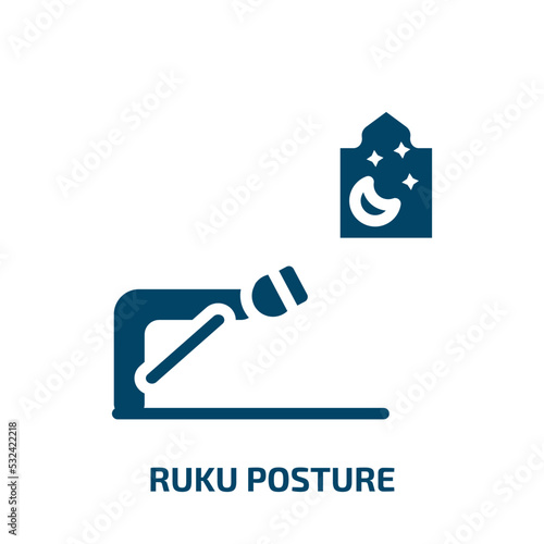 ruku posture icon from religion collection. Filled ruku posture, islamic, collection glyph icons isolated on white background. Black vector ruku posture sign, symbol for web design and mobile apps