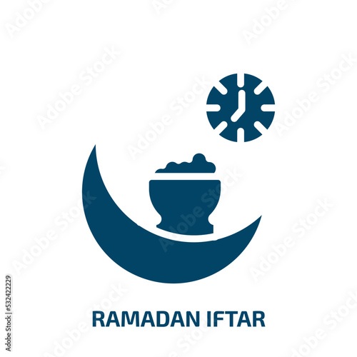 ramadan iftar icon from religion collection. Filled ramadan iftar, muslim, islam glyph icons isolated on white background. Black vector ramadan iftar sign, symbol for web design and mobile apps