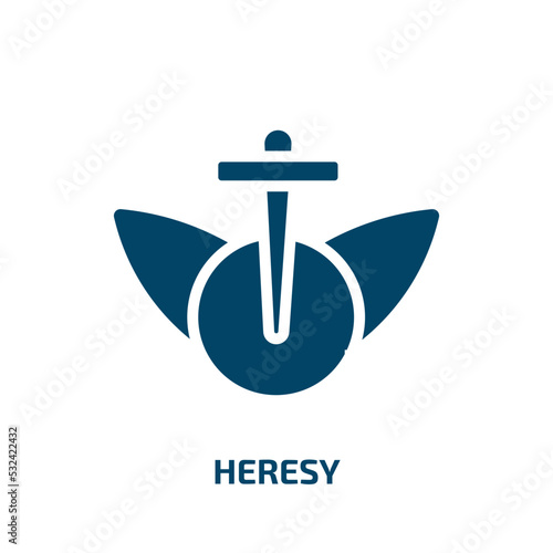 heresy icon from religion collection. Filled heresy, religion, orthodox glyph icons isolated on white background. Black vector heresy sign, symbol for web design and mobile apps