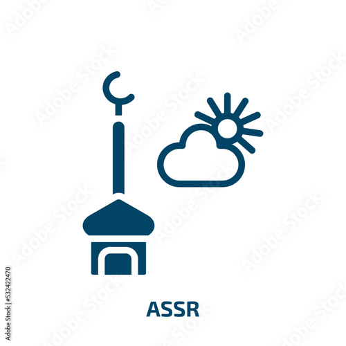 assr icon from religion collection. Filled assr, 50, sign glyph icons isolated on white background. Black vector assr sign, symbol for web design and mobile apps photo