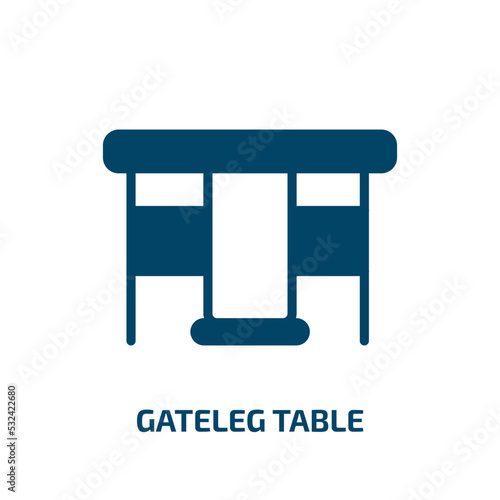 gateleg table icon from furniture & household collection. Filled gateleg table, furniture and household, recline glyph icons isolated on white background. Black vector gateleg table sign, symbol for
