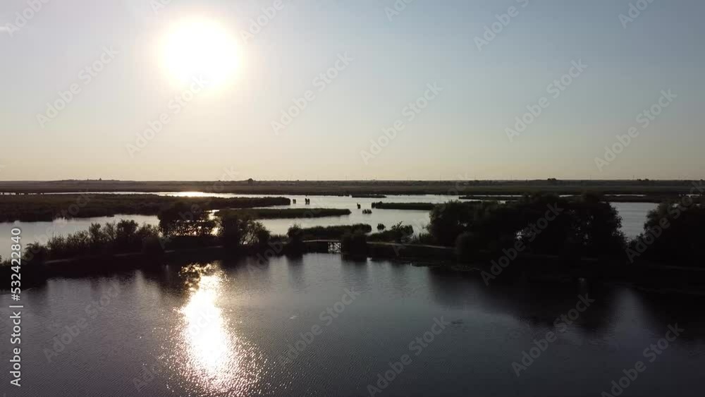 Drone - fly over forest and river Drone - fly over forest and river