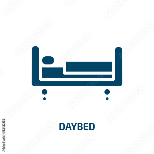 daybed icon from furniture & household collection. Filled daybed, sun, summer glyph icons isolated on white background. Black vector daybed sign, symbol for web design and mobile apps