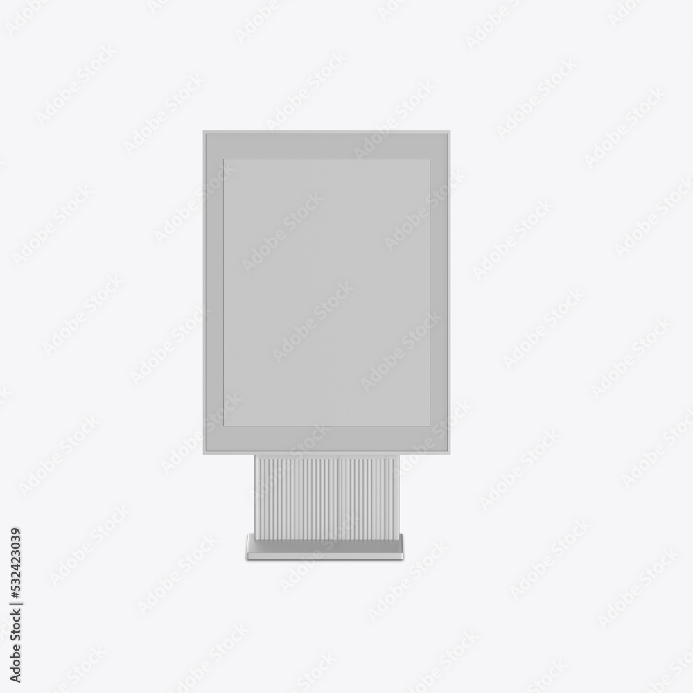 Outdoor Kiosk Advertisement Mockup. 3D render Outdoor Kiosk Advertisement Mockup. 3D render