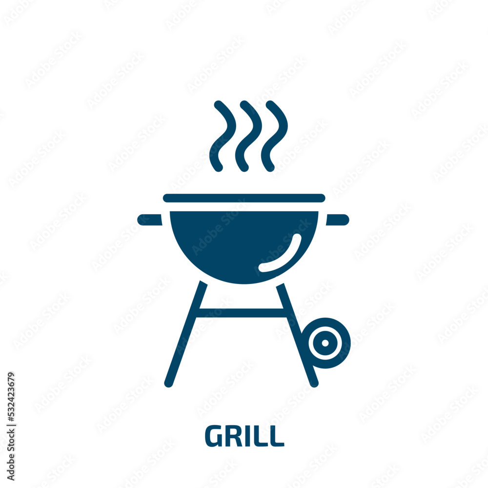 grill icon from food collection. Filled grill, fire, picnic glyph icons isolated on white background. Black vector grill sign, symbol for web design and mobile apps grill icon from food collection. Filled grill, fire, picnic glyph icons isolated on white background. Black vector grill sign, symbol for web design and mobile apps