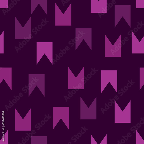 Obraz na płótnie Swallowtail abstract shape seamless pattern. Geometric vector background in purple, pink, magenta colors. Trendy print for textile, fabric, wrapping. Modern simple graphic design. w salonie