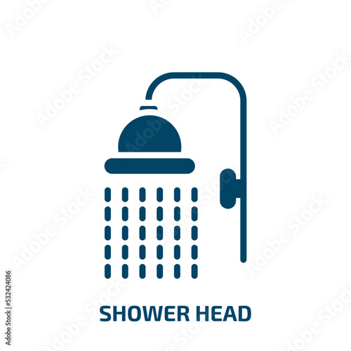 shower head icon from cleaning collection. Filled shower head, shower, clean glyph icons isolated on white background. Black vector shower head sign, symbol for web design and mobile apps