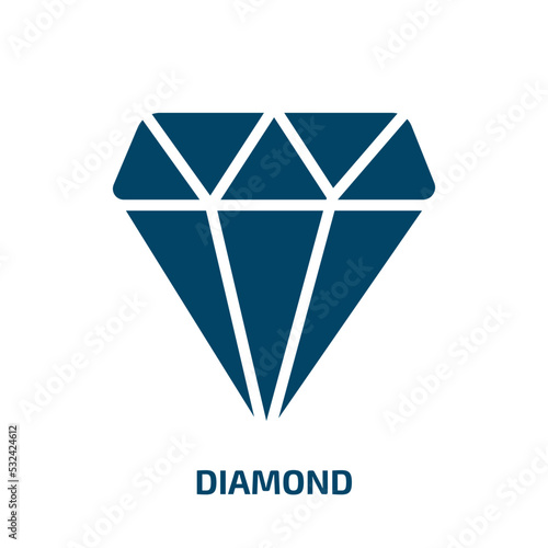 diamond outline icon from fashion collection. Filled diamond outline, diamond, gift glyph icons isolated on white background. Black vector diamond outline sign, symbol for web design and mobile apps
