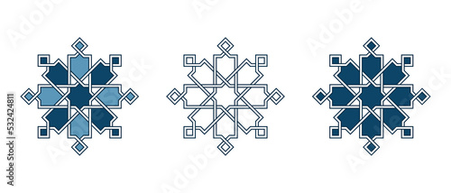 Persian geometric mosaic rosettes for Ramadan card photo