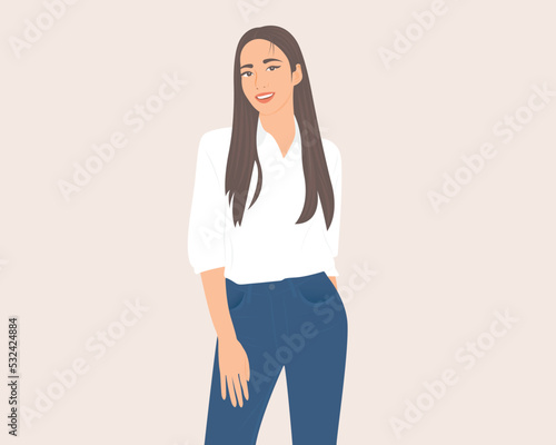 Beautiful woman smiling happily in a successful life