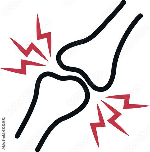 Bone joint pain. Arthritis symbol. Trauma sign