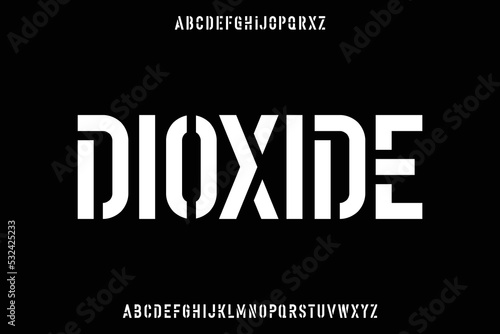 Modern condense stencil display font vector with alternate