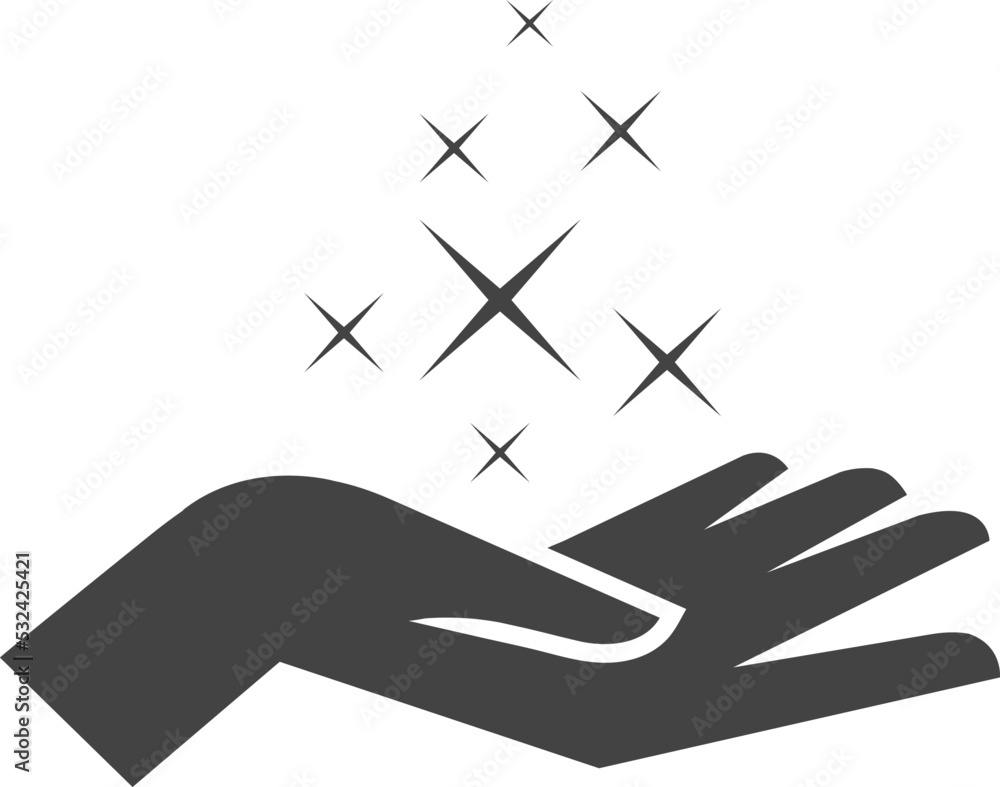 Hand sparkling symbol. Clean icon. Hygiene sign Hand sparkling symbol. Clean icon. Hygiene sign
