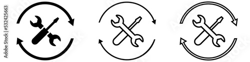Screwdriver and wrench icon vector set. Repair illustration sign collection. tool symbol. Service center logo.