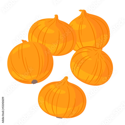 野菜イラスト　たくさんのタマネギ.