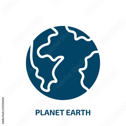 planet earth icon from delivery and logistic collection. Filled planet earth, planet, globe glyph icons isolated on white background. Black vector planet earth sign, symbol for web design and mobile