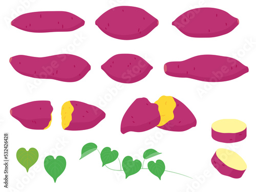 野菜イラスト　バラエティセット　サツマイモ.