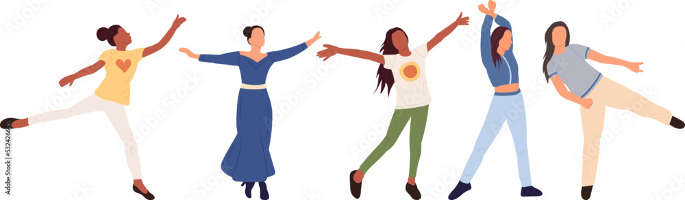 dancing women, flat style isolated dancing women, flat style isolated