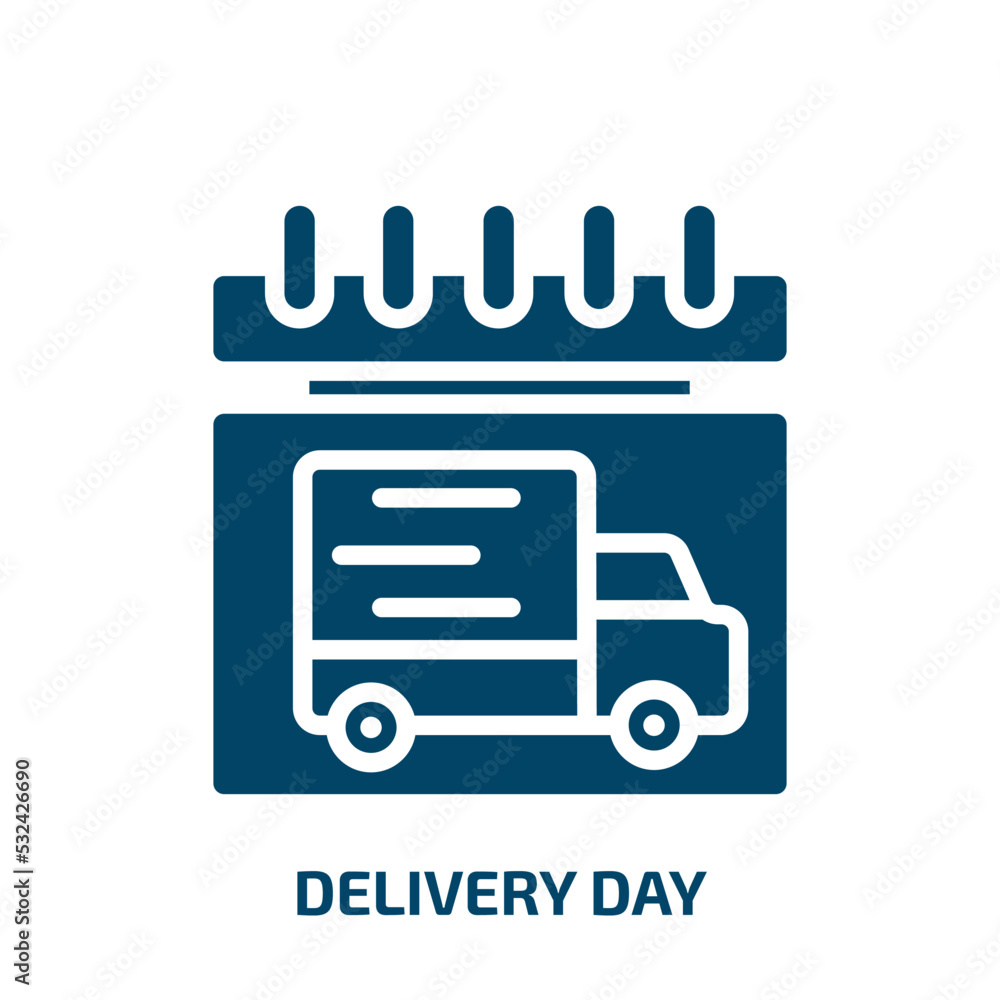 delivery day icon from delivery and logistic collection. Filled delivery day, shop, delivery glyph icons isolated on white background. Black vector delivery day sign, symbol for web design and mobile delivery day icon from delivery and logistic collection. Filled delivery day, shop, delivery glyph icons isolated on white background. Black vector delivery day sign, symbol for web design and mobile