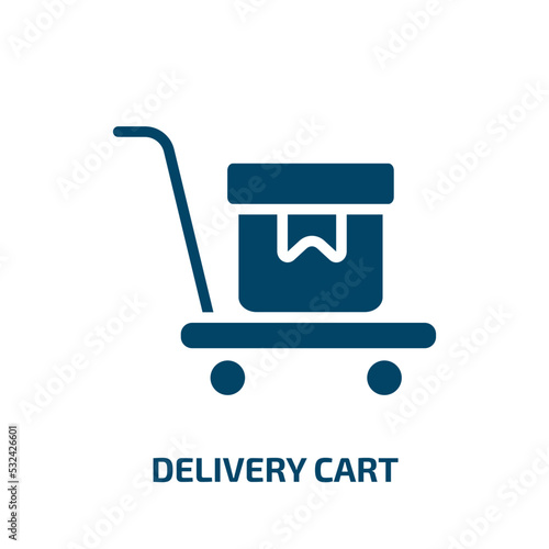 delivery cart icon from delivery and logistic collection. Filled delivery cart, shop, commerce glyph icons isolated on white background. Black vector delivery cart sign, symbol for web design and