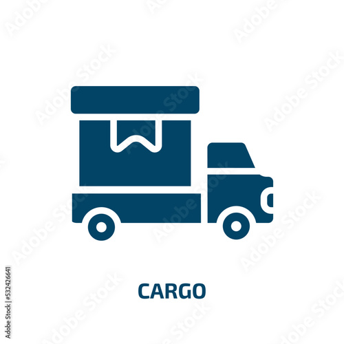 cargo icon from delivery and logistic collection. Filled cargo, van, package glyph icons isolated on white background. Black vector cargo sign, symbol for web design and mobile apps © Farahim