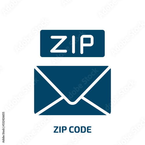 zip code icon from delivery and logistic collection. Filled zip code, office, zip glyph icons isolated on white background. Black vector zip code sign, symbol for web design and mobile apps